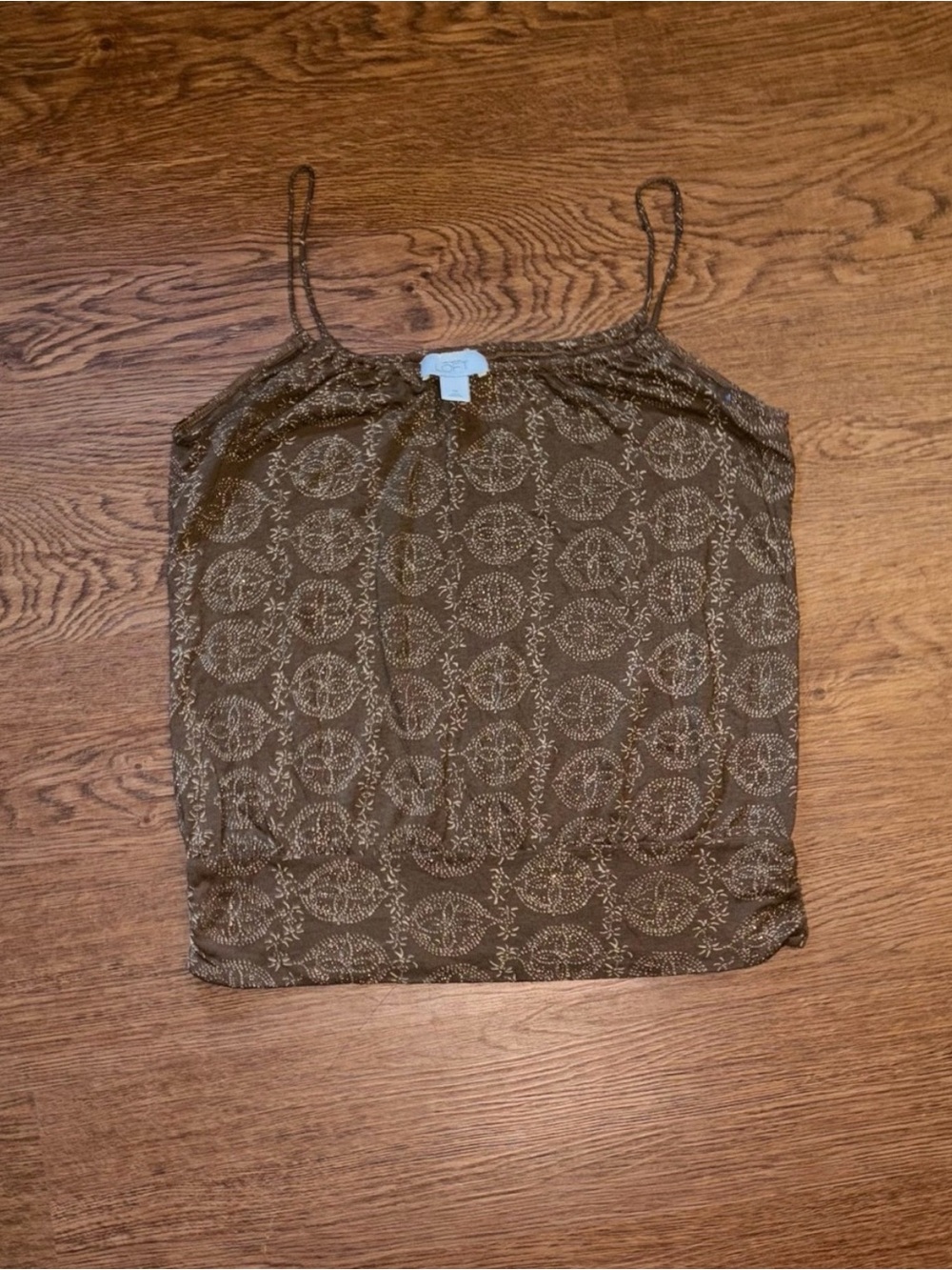 LOFT Brown Printed Spaghetti-Strap Camisole